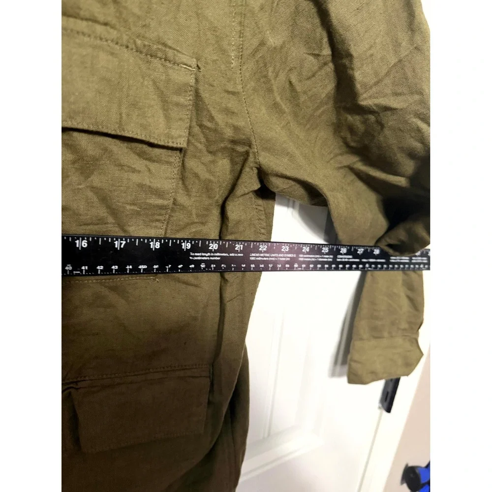 Banana Republic Field Jacket Mens Large Olive Green Linen Cotton Utility Coat